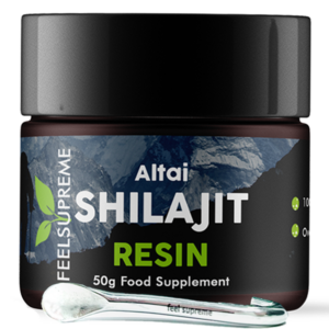 altai shilajit resin with spoon